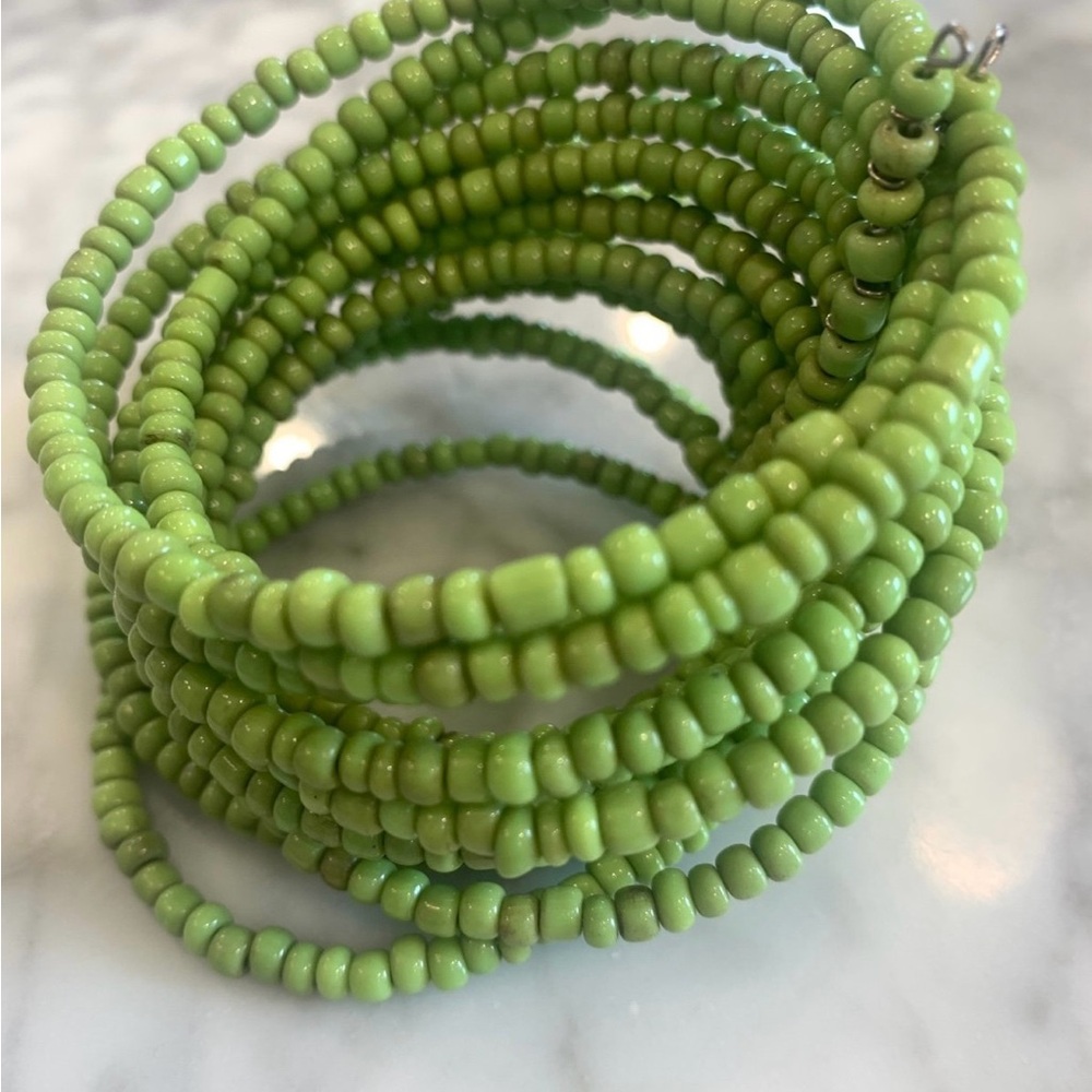 Green Stacked Beaded Bracelet